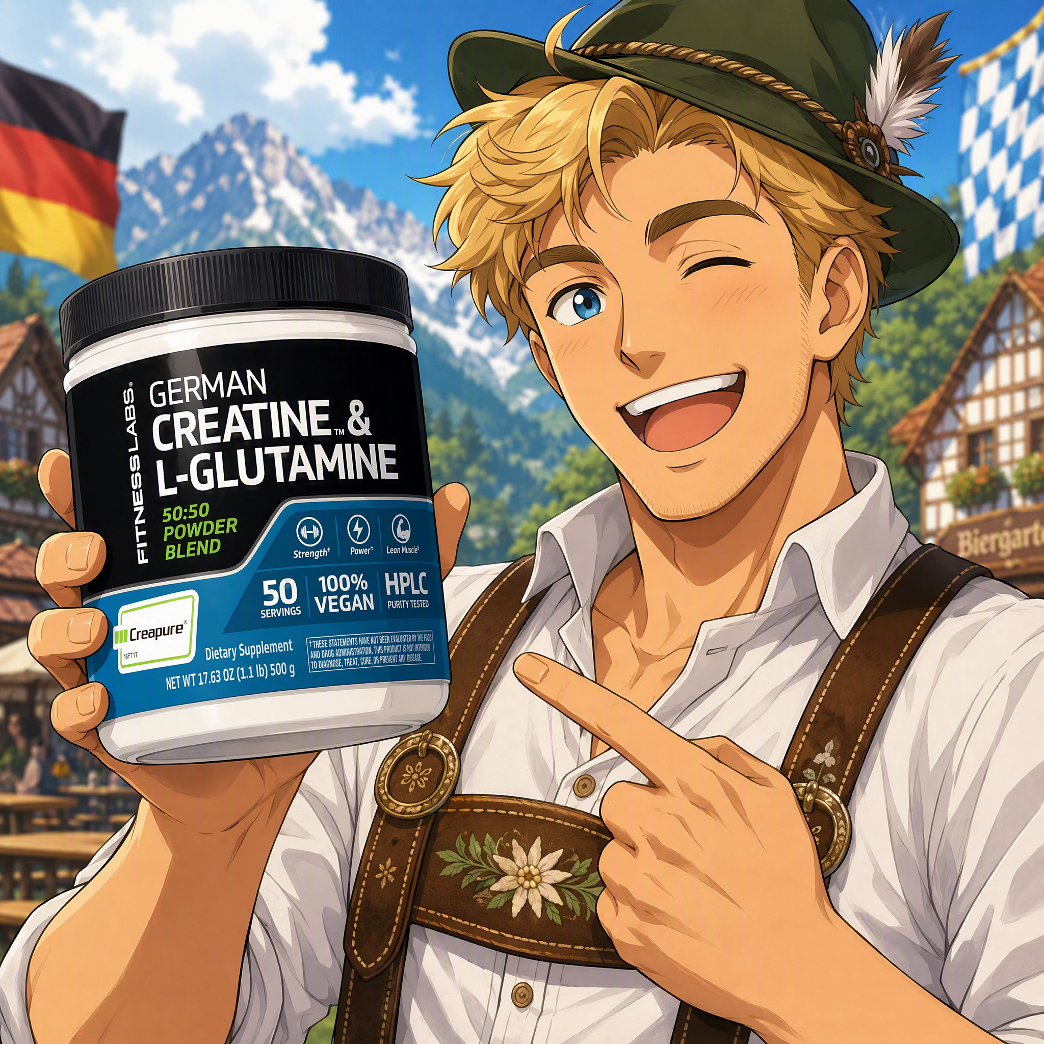 GERMAN Creatine and L-Glutamine | 1.1 lbs | Fitness Labs Pure German Creatine